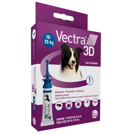 Vectra 3D Cães 10 a 25kg Antipulgas e Carrapatos Ceva Vectra 3D Cães 10 a 25kg Antipulgas e Carrapatos Ceva