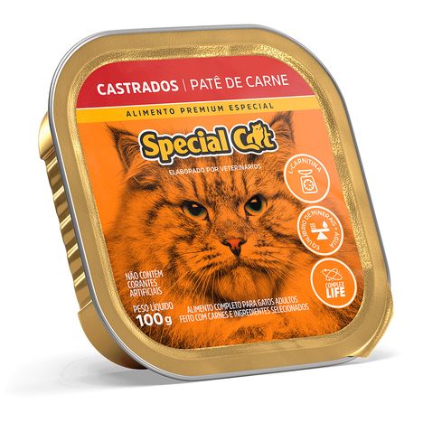 Ração Úmida Special Cat para Gatos Castrados Sabor Patê de Carne 100g