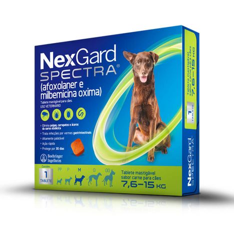Antiparasitário NexGard Spectra para Cães de 7,6 kg a 15 kg com 1 Tablete Antiparasitário NexGard Spectra para Cães de 7,6 kg a 15 kg com 1 Tablete