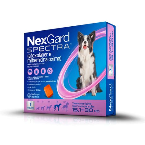 Antiparasitário NexGard Spectra para Cães de 15,1 kg a 30 kg com 1 Tablete Antiparasitário NexGard Spectra para Cães de 15,1 kg a 30 kg com 1 Tablete