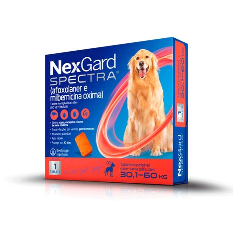 Antiparasitário NexGard Spectra para Cães de 30,1 kg a 60 kg com 1 Tablete Antiparasitário NexGard Spectra para Cães de 30,1 kg a 60 kg com 1 Tablete