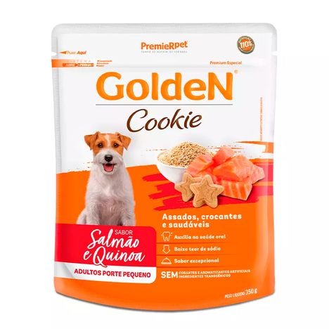 Golden Cookie para Cães Adultos de Porte Pequeno Sabor Salmão e Quinoa 350 g
