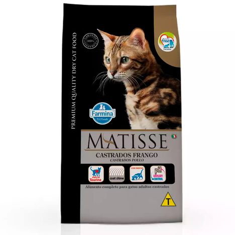 Ração Farmina Matisse para Gatos Adultos Castrados Sabor Frango 2Kg