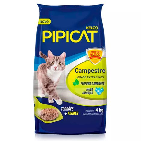 Areia Higiênica PipiCat Campestre para Gatos 4 kg Areia Higiênica PipiCat Campestre para Gatos 4 kg
