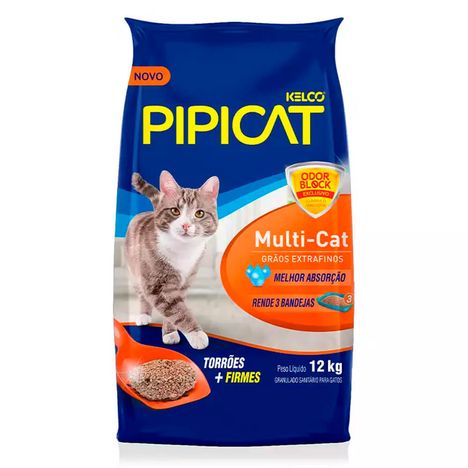 Areia Higiênica PipiCat Multicat para Gatos 12 kg Areia Higiênica PipiCat Multicat para Gatos 12 kg