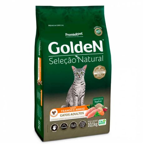 Ração Golden Seleção Natural Gatos Adultos Sabor Frango e Arroz 10,1 Kg Ração Golden Seleção Natural Gatos Adultos Sabor Frango e Arroz 10,1 Kg