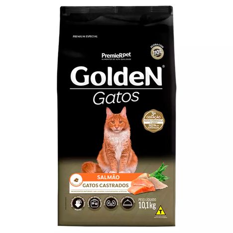 Ração Golden Gatos Castrados Adultos Sabor Salmão 10,1 kg Ração Golden Gatos Castrados Adultos Sabor Salmão 10,1 kg