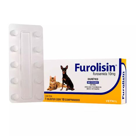 Diurético Furolisin para Cães e Gatos em Blister com 10 Comprimidos de 10 mg Diurético Furolisin para Cães e Gatos em Blister com 10 Comprimidos de 10 mg