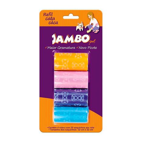 Refil Sacolas 4 Rolos Basic Jambo para Cães Refil Sacolas 4 Rolos Basic Jambo para Cães