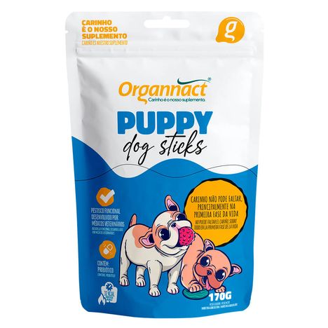 Puppy Dog Sticks Pet Organnact Suplemento Petisco Probiotico 170g