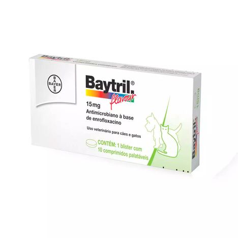 Baytril Flavour 15mg com 10 Comprimidos Baytril Flavour 15mg com 10 Comprimidos