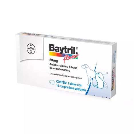 Baytril Flavour 50mg com 10 comprimidos Baytril Flavour 50mg com 10 comprimidos