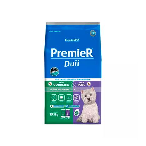 Ração Premier Duii Ambientes Internos para Cães Adultos de Raças Pequenas Sabor Cordeiro e Peru 10,1KG