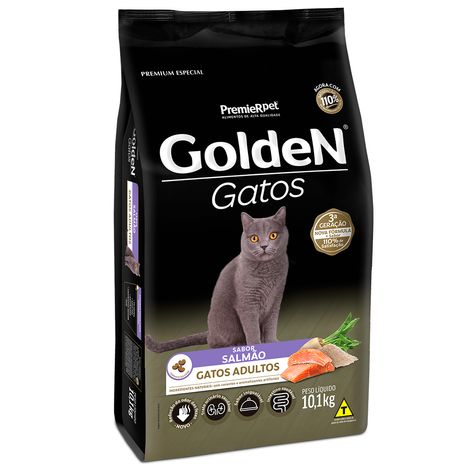 Ração Golden Gatos Adultos Sabor Salmão 10,1 kg Ração Golden Gatos Adultos Sabor Salmão 10,1 kg