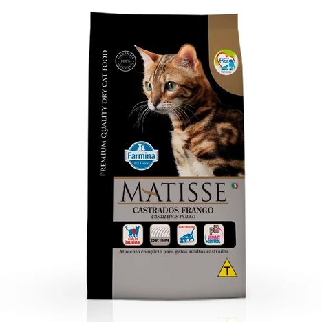 Ração Farmina Matisse para Gatos Adultos Castrados Sabor Frango 7,5kg