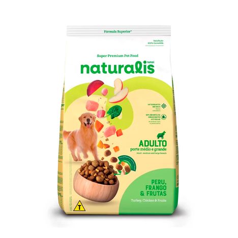 Ração Naturalis para Cães Adultos de Porte Médio e Grande sabor Peru, Frango e Frutas - 2,5 Kg