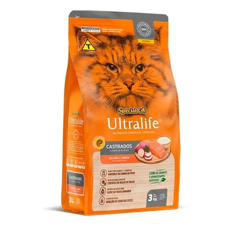 Ração Special Cat Ultralife Premium Especial Para Gatos Adultos Castrado Sabor Salmão e Arroz 3 kg Ração Special Cat Ultralife Premium Especial Para Gatos Adultos Castrado Sabor Salmão e Arroz 3 kg
