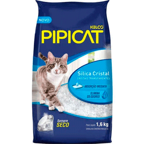 Areia Higiênica PipiCat Sílica Cristal para Gatos 1,6kg