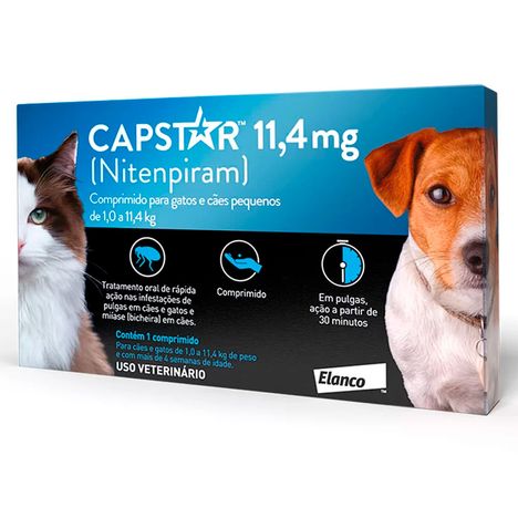 Antipulgas Capstar 11,4mg para Cães e Gatos de até 11kg - 6 Comprimidos