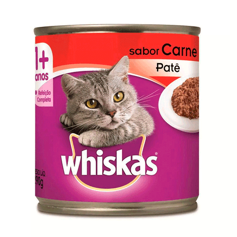 Ração Úmida Whiskas Lata para Gatos Adultos Sabor Carne - 290g