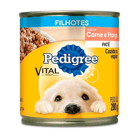 Ração Úmida Pedigree Lata Patê de Carne e Frango para Cães Filhotes 280g Ração Úmida Pedigree Lata Patê de Carne e Frango para Cães Filhotes 280g