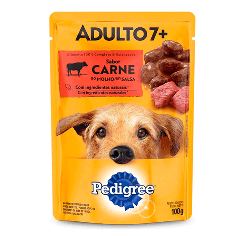 Ração Úmida Pedigree Sachê Carne ao Molho para Cães Adultos Sênior 7+ Anos 100 g