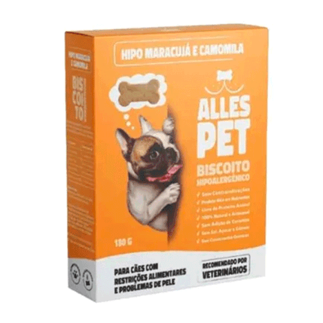 Biscoito para Cães Alles Pet Hipoalergênico Maracujá e Camomila 180g Biscoito para Cães Alles Pet Hipoalergênico Maracujá e Camomila 180g