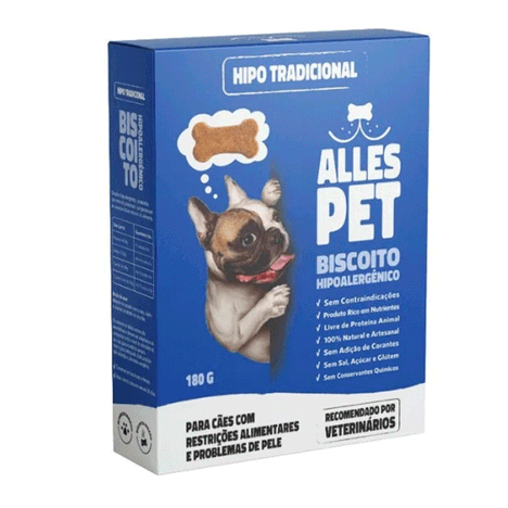 Biscoito Hipoalergênico Alles Pet Tradicional 180g Biscoito Hipoalergênico Alles Pet Tradicional 180g
