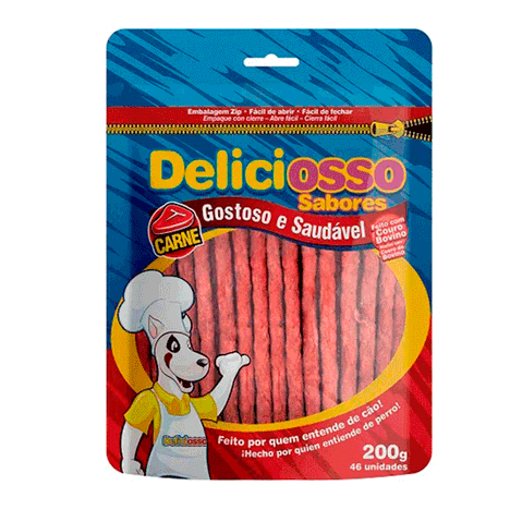 Osso Deliciosso Palito Fino Sabor Carne para Cães - 200g Osso Deliciosso Palito Fino Sabor Carne para Cães - 200g