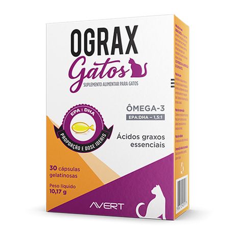 Suplemento Alimentar Ograx Gatos - 30 Cápsulas