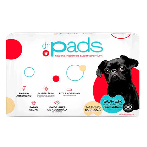 Tapete Higiênico Dr. Pads Slim 60 x 60 - Com 30Un. Tapete Higiênico Dr. Pads Slim 60 x 60 - Com 30Un.