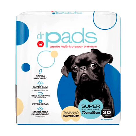 Tapete Higiênico Dr. Pads Slim 80 x 60 - Com 30Un. Tapete Higiênico Dr. Pads Slim 80 x 60 - Com 30Un.