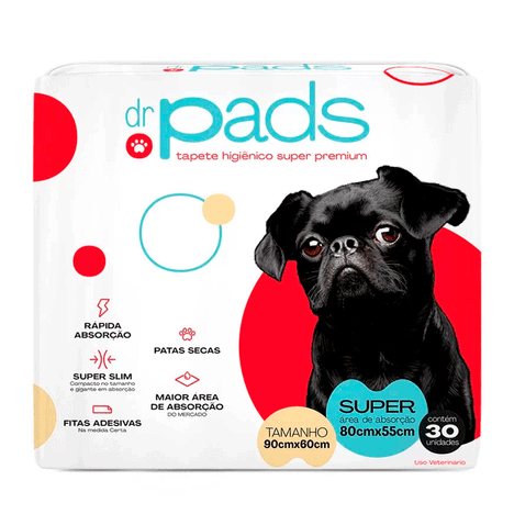 Tapete Higiênico Dr. Pads Slim 90 x 60 - Com 30Un. Tapete Higiênico Dr. Pads Slim 90 x 60 - Com 30Un.