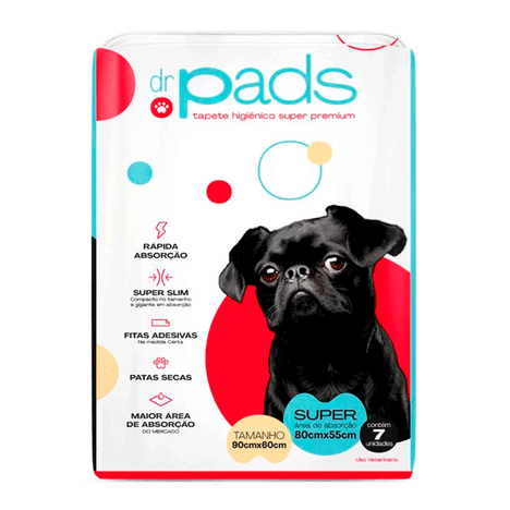 Tapete Higiênico Dr. Pads Slim 90 x 60 - Com 7Un. Tapete Higiênico Dr. Pads Slim 90 x 60 - Com 7Un.