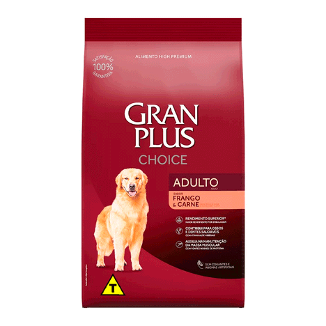 Ração GranPlus Choice Frango e Carne para Cães Adultos 15kg