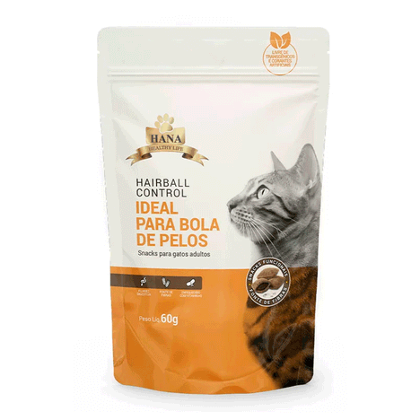 Snack Hana Nuggets Hairball Control para Gatos 60g Snack Hana Nuggets Hairball Control para Gatos 60g