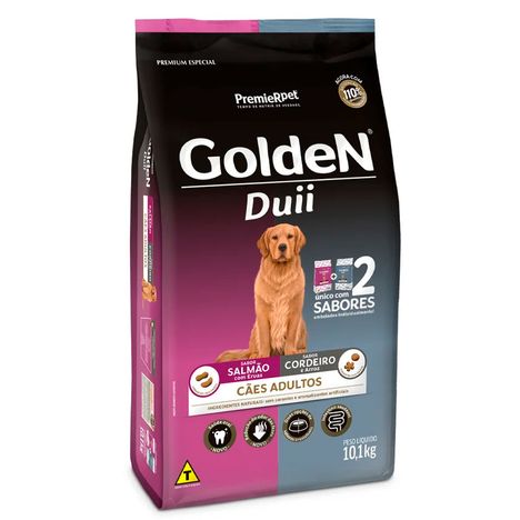 Ração Golden Duii para Cães Adultos Sabor Salmão com Ervas e Cordeiro com Arroz - 10,1kg