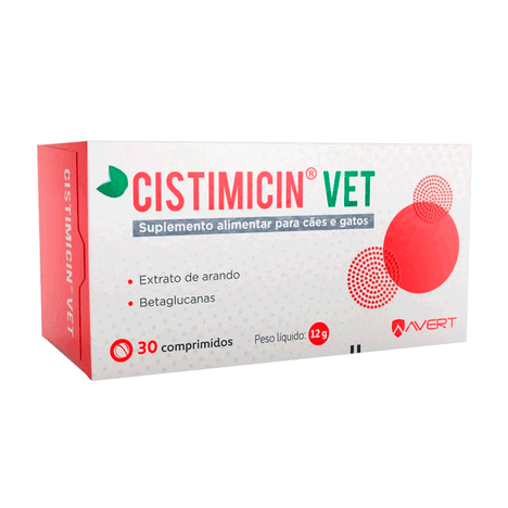 Suplemento Alimentar Avert Cistimicin Vet para Cães e Gatos 30 Comprimidos