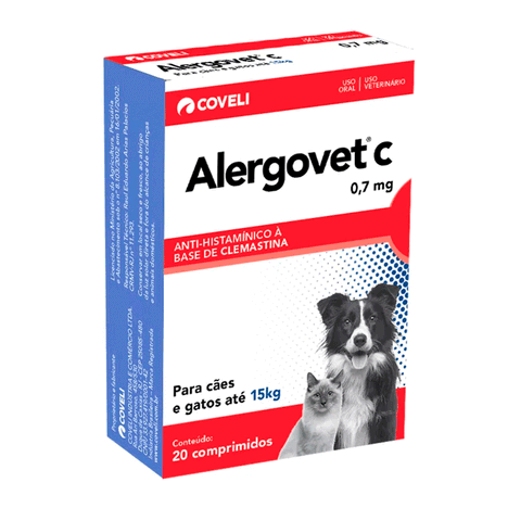 Antialérgico Alergovet Coveli para Cães e Gatos 20 Comprimidos