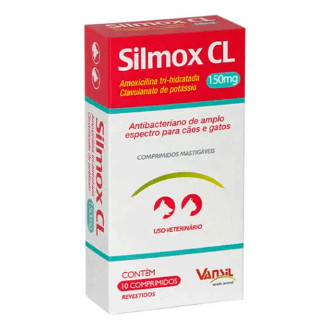Antibiótico Silmox CL para Cães e Gatos com 10 Comprimidos de 150 mg Antibiótico Silmox CL para Cães e Gatos com 10 Comprimidos de 150 mg