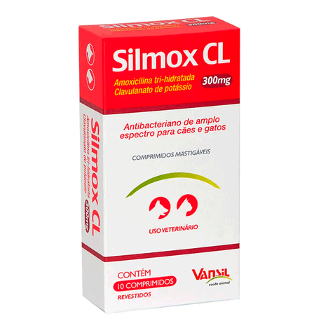 Antibiótico Silmox CL para Cães e Gatos com 10 Comprimidos de 300 mg Antibiótico Silmox CL para Cães e Gatos com 10 Comprimidos de 300 mg