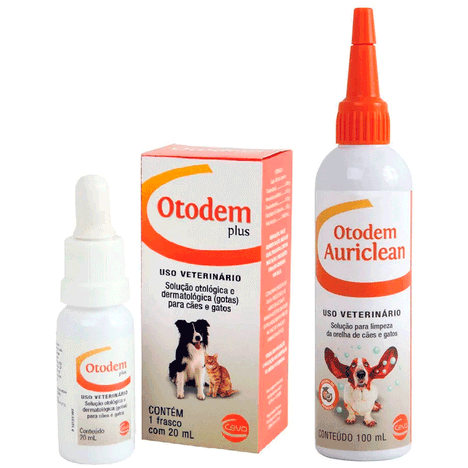 Kit Otodem Plus + Otodem Auriclean Ceva Otites Cães e Gatos
