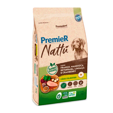 Ração Premier Nattu para Cães Filhotes Sabor Mandioca 10,1 KG