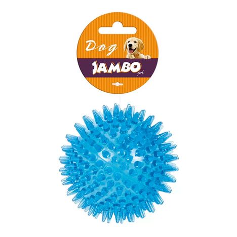 Brinquedo Jambo Bola Espinho TPR com Som Azul para Cães