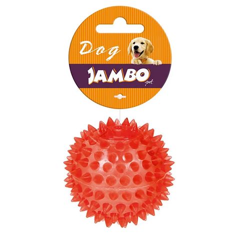 Brinquedo Jambo Bola Espinho TPR com Som Vermelha para Cães