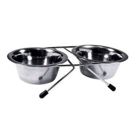 Comedouro Jambo Inox Duplo Suporte Baixo - Tam. 03