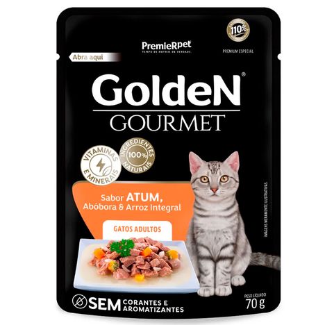 Ração Úmida Golden Gourmet para Gatos Adultos Sabor Atum 70g Ração Úmida Golden Gourmet para Gatos Adultos Sabor Atum 70g