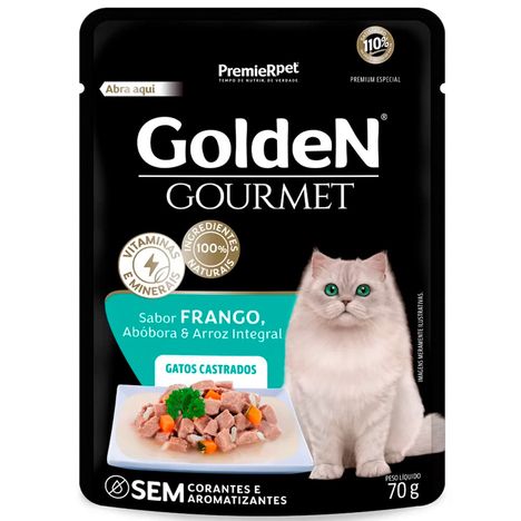 Ração Úmida Golden Gourmet para Gatos Castrados Sabor Frango 70g Ração Úmida Golden Gourmet para Gatos Castrados Sabor Frango 70g