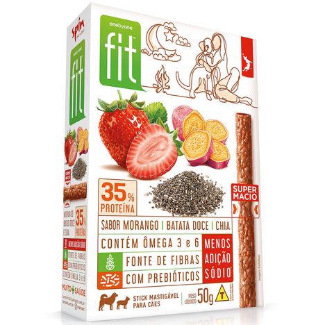 Petisco Gourmet Fit para Cães Sabor Morango, Batata Doce e Chia 50g