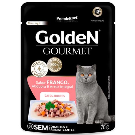 Ração Úmida Golden Gourmet para Gatos Adultos Sabor Frango 70g Ração Úmida Golden Gourmet para Gatos Adultos Sabor Frango 70g
